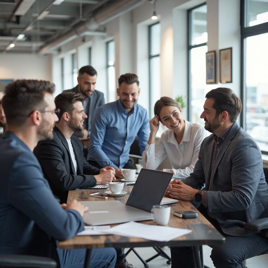 Equipo de profesionales de SegurAuto atendiendo a un cliente